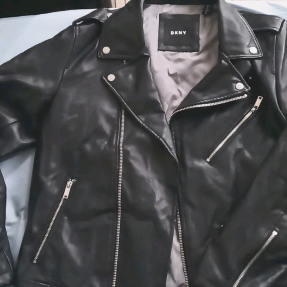 A bikers leather DKNY jacket